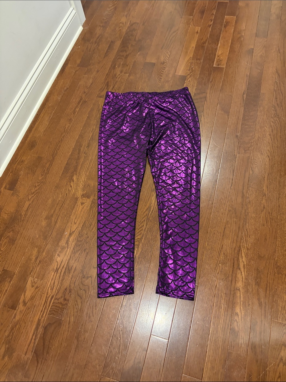 Adult Purple Metallic Mermaid Scale Leggings